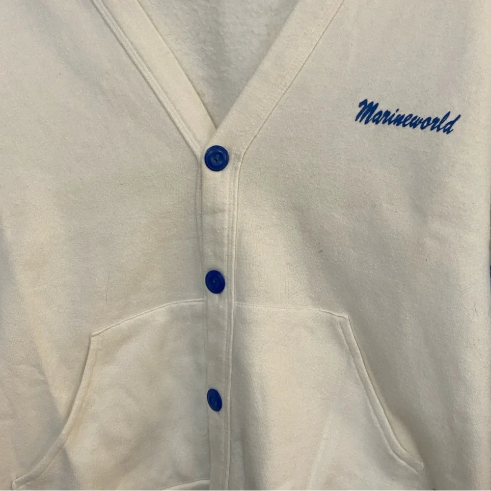 Vintage Defunct Marine World Varsity Button Down Sweater Women’s M MINTY RARE - Picture 2 of 7